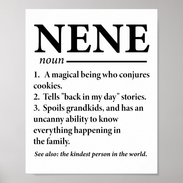 Rolig Nene Definition Mormor Poster (Framsidan)