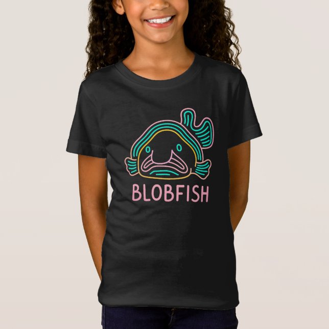 Rolig neon blobfisk – sällsam djuphavsteckning t shirt (Framsida)