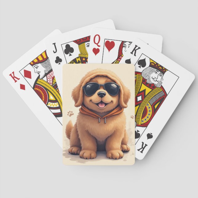 Rolig Newfoundland Kawaii Hund Casinokort (Baksidan)