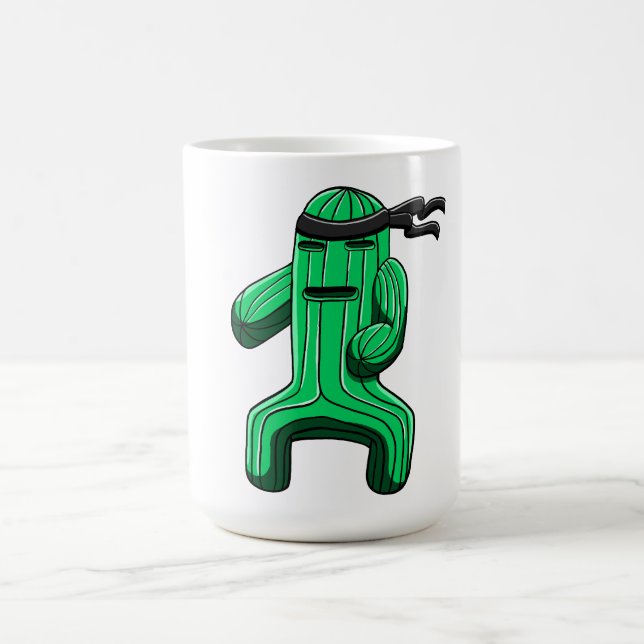 Rolig Ninja Kaktus Tecknad Film Kaffemugg (Center)