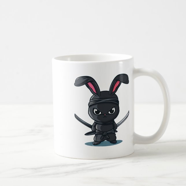 Rolig Ninja Kanin Dräkt För Rolig Samuraj Påsk  Kaffemugg (Höger)
