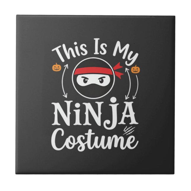 Rolig Ninja Kostym Halloween Design_1 Kakelplatta (Framsidan)