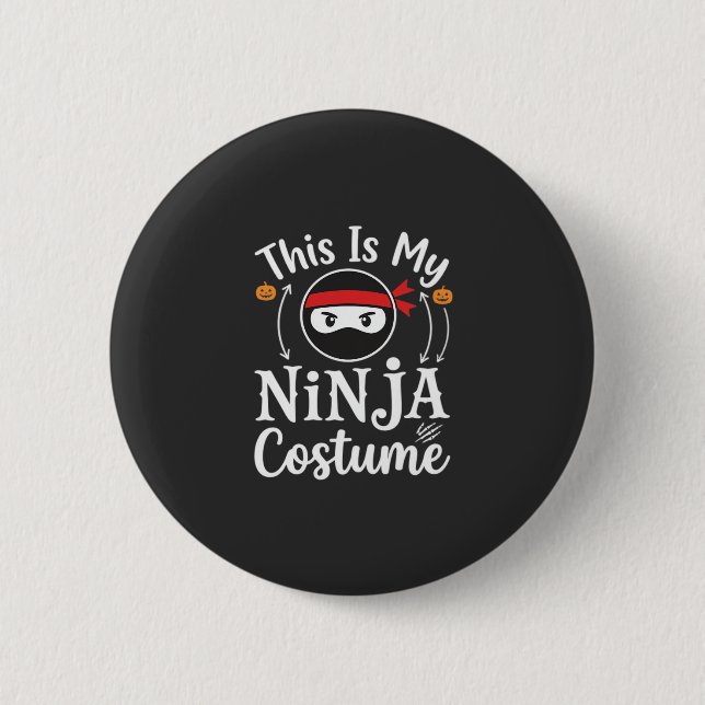 Rolig Ninja Kostym Halloween Design_1 Knapp (Framsida)