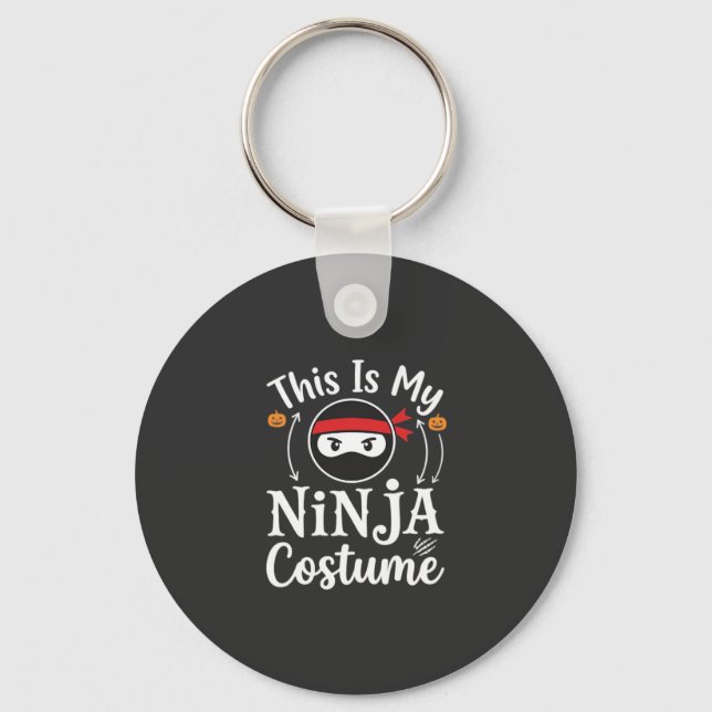 Rolig Ninja Kostym Halloween Design_1 Nyckelring (Framsida)