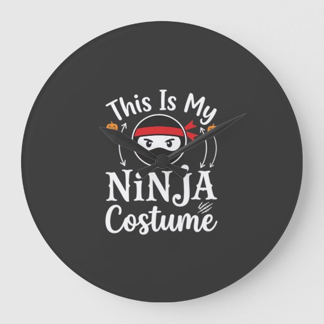 Rolig Ninja Kostym Halloween Design_1 Stor Klocka (Framsida)