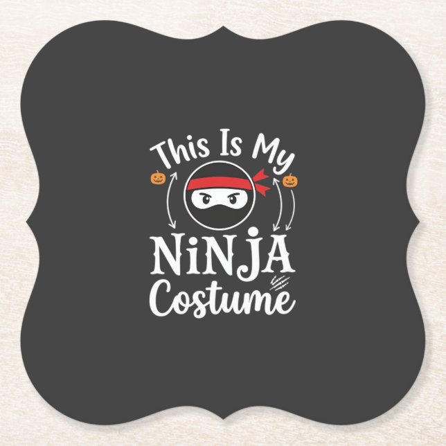 Rolig Ninja Kostym Halloween Design_1 Underlägg Papper (Framsida)