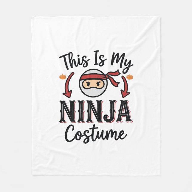 Rolig Ninja Kostym Halloween Vektor Design_1 Fleecefilt (Framsidan)