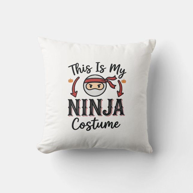 Rolig Ninja Kostym Halloween Vektor Design_1 Kudde (Framsida)