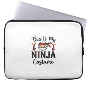Rolig Ninja Kostym Halloween Vektor Design_1 Laptop Fodral