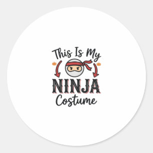 Rolig Ninja Kostym Halloween Vektor Design_1 Runt Klistermärke