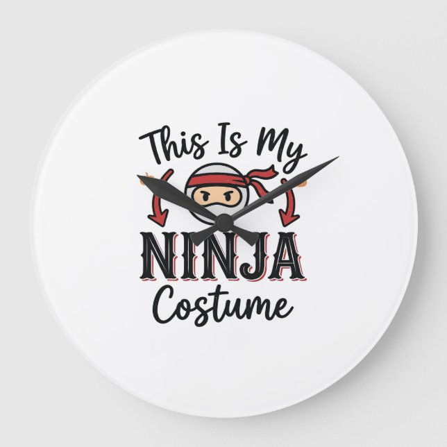Rolig Ninja Kostym Halloween Vektor Design_1 Stor Klocka (Framsida)