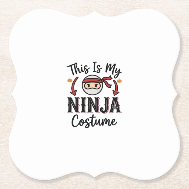 Rolig Ninja Kostym Halloween Vektor Design_1 Underlägg Papper (Framsida)