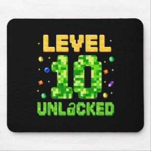 Rolig nivå 10 upplåst 10-års födelsedag Gamer Pixe Musmatta