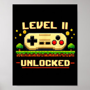 Rolig nivå 11 upplåst tv-spel 11-årsdag poster