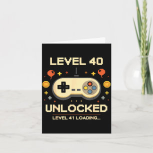 Rolig nivå 40 upplåst gamer 40-års födelsedagsvide kort