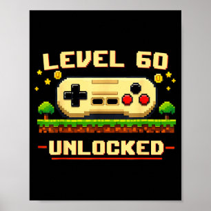 Rolig nivå 60 upplåst tv-spel 60-årsdag poster