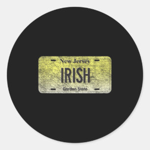 Rolig Nj State Vanity Registreringsskylt Iri-shirt Runt Klistermärke