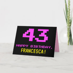 Rolig, nördigt, nörd-, Rosa, 8-bit stil 43-årsdag Kort