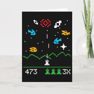 Rolig nördigt retro astrospace TV-spelare nörd pre Kort