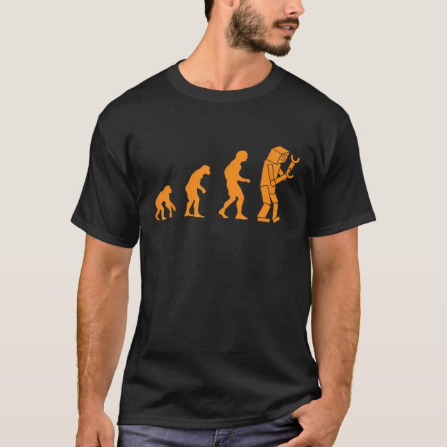 Rolig Nördigt Robot Evolution Dator Robotik nörd T Shirt (Framsida)