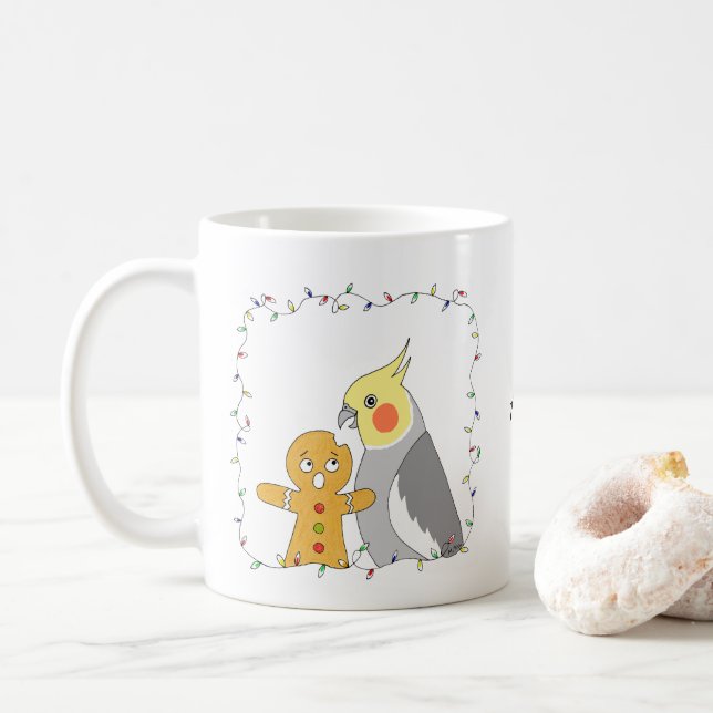 Rolig Normal Grå Cockatiel Julfirande  Kaffemugg (Med munk)