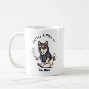 Rolig norsk Älghund Hund Affärskostym Kaffe Kaffemugg