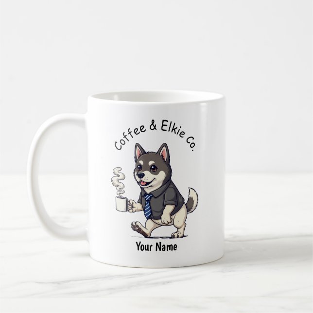 Rolig norsk Älghund Hund Affärskostym Kaffe Kaffemugg (Vänster)