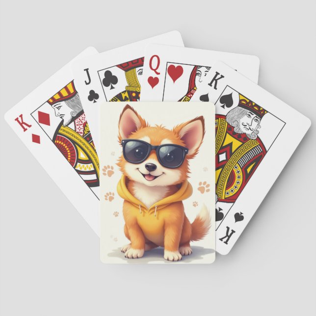 Rolig norsk Lundehund Kawaii Hund Casinokort (Baksidan)