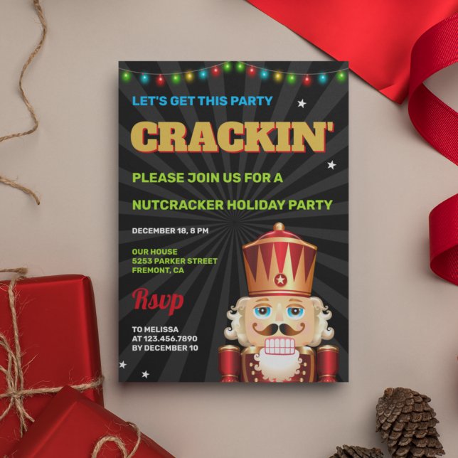 Rolig nötknäppare julfirande julparty inbjudningar (Skapare uppladdad)