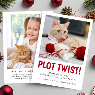 Rolig ny kattunge familjefoto jul julkort