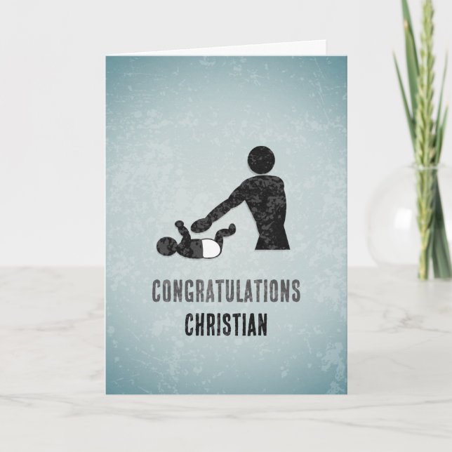 Rolig ny pappa - Babybyte faderskap Anpassad Kort (Framsida)