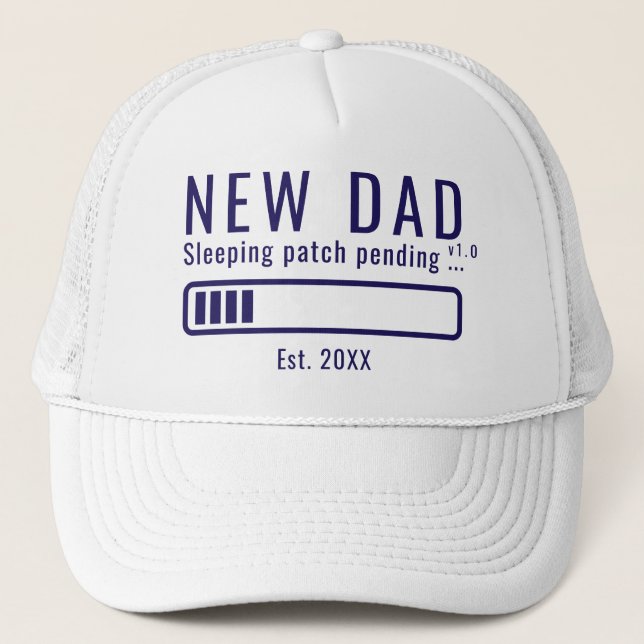 Rolig Ny Pappa Sover Patch Väntar Blå Est. Keps (Framsida)