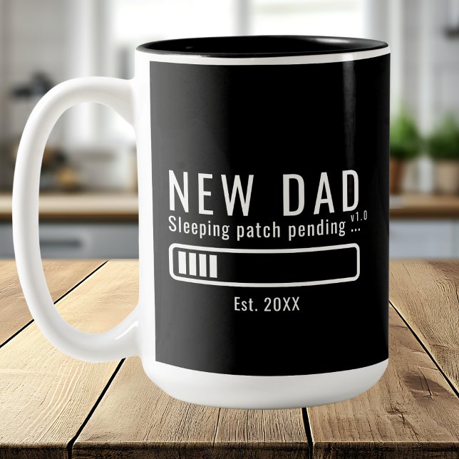 Rolig Ny Pappa Sover Patch Väntar Est. Två-Tonad Mugg (Skapare uppladdad)