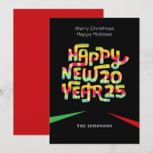 Rolig nyår Färgglad Modern Anpassad text Svart