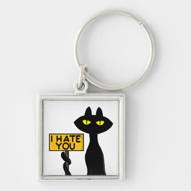 Rolig nyckelring -Katten- "JAGHATAR DIG" Bad Boogi (Framsidan)