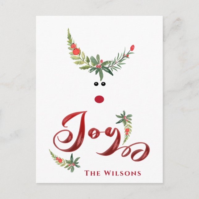 Rolig nyckfull julgran renhjort glädje icke-foto H Helg Vykort (Framsida)