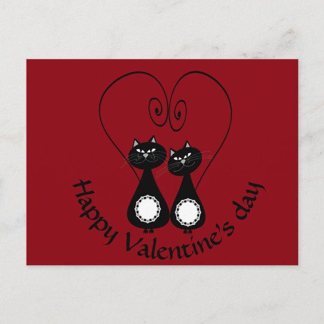 Rolig nyckfull kattkärlek kopplar ihop monogramen helg vykort (Framsida)