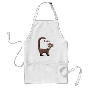 Rolig nyfiken coatimundi tecknad illustration förkläde