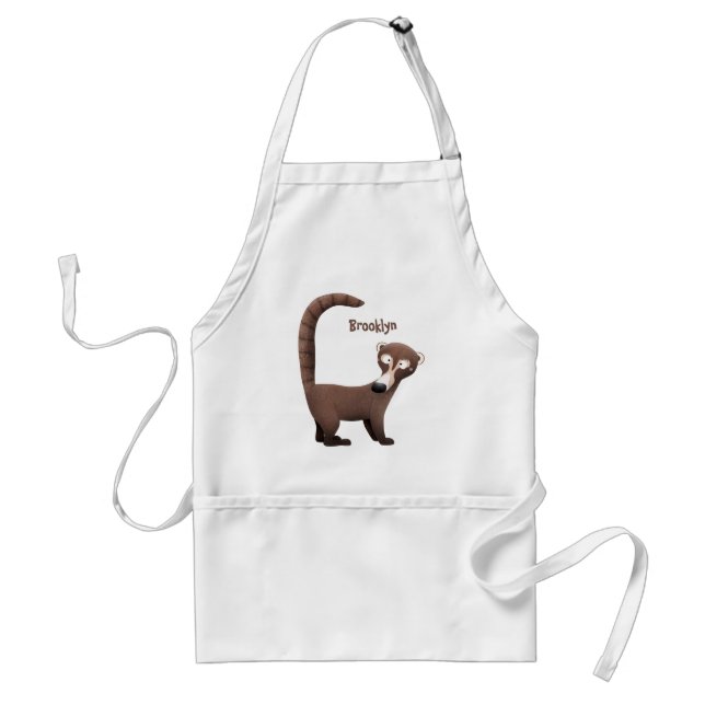 Rolig nyfiken coatimundi tecknad illustration  förkläde (Framsidan)