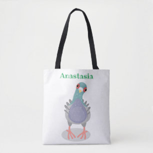 Rolig nyfiken duv serieillustration tygkasse