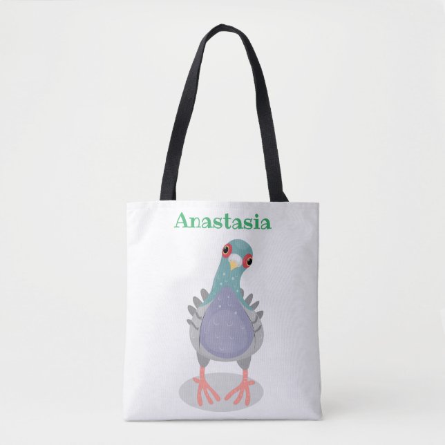 Rolig nyfiken duv serieillustration tygkasse (Framsida)