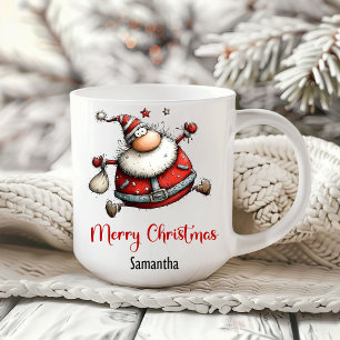 Rolig nyfiken jul tomte humor kaffemugg
