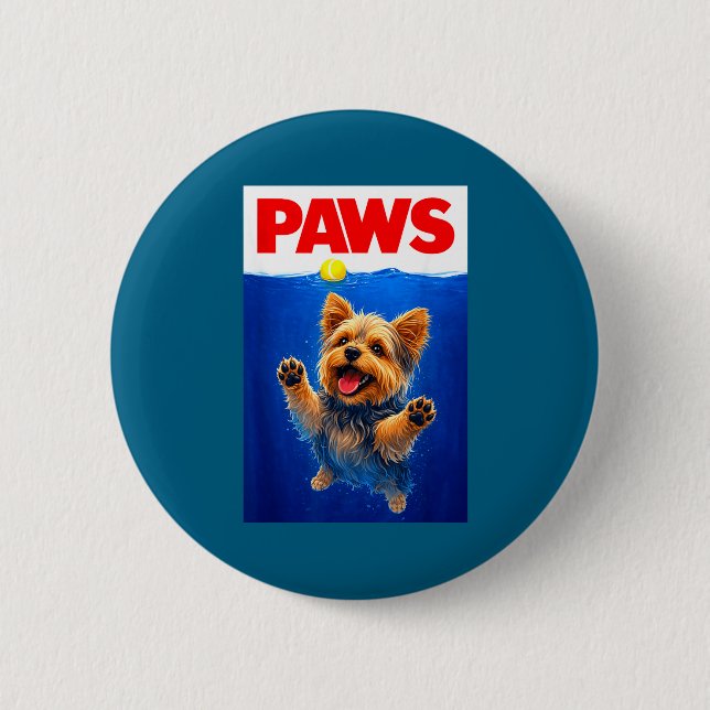 Rolig Nyhet Klor Yorkshire Terrier Hund Knapp (Framsida)