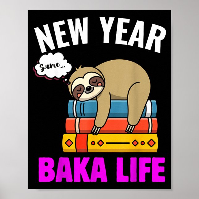 Rolig nytt år Samma Baka Liv Sengångare Anime Meme Poster (Framsidan)