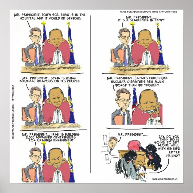 Rolig Obama & Bo Redaktionell skämttidningaffisch Poster (Framsidan)