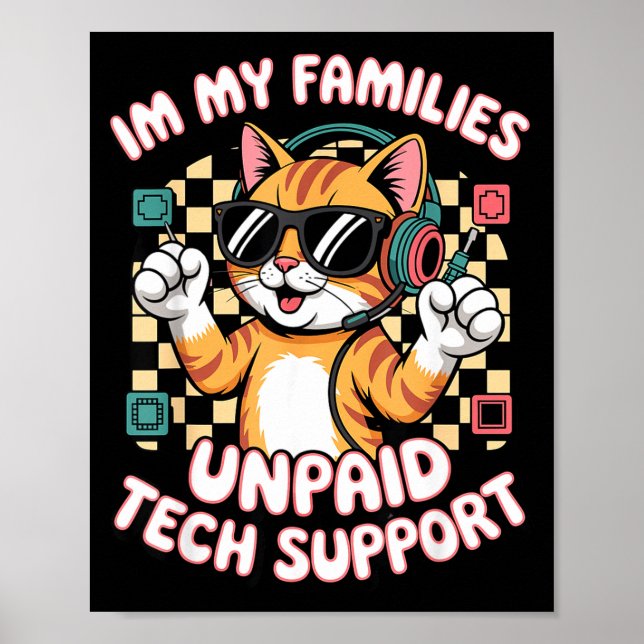 Rolig obetald teknisk datastöd orange tabby katt s poster (Framsidan)