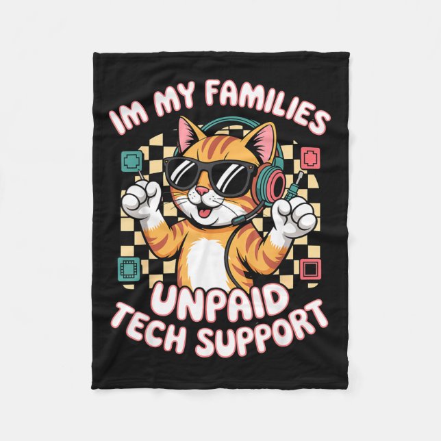 Rolig obetald teknisk PC-support orange tabby katt Fleecefilt (Framsidan)