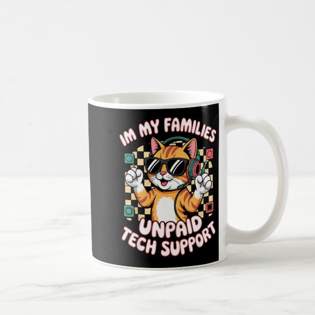 Rolig obetald teknisk PC-support orange tabby katt Kaffemugg (Höger)