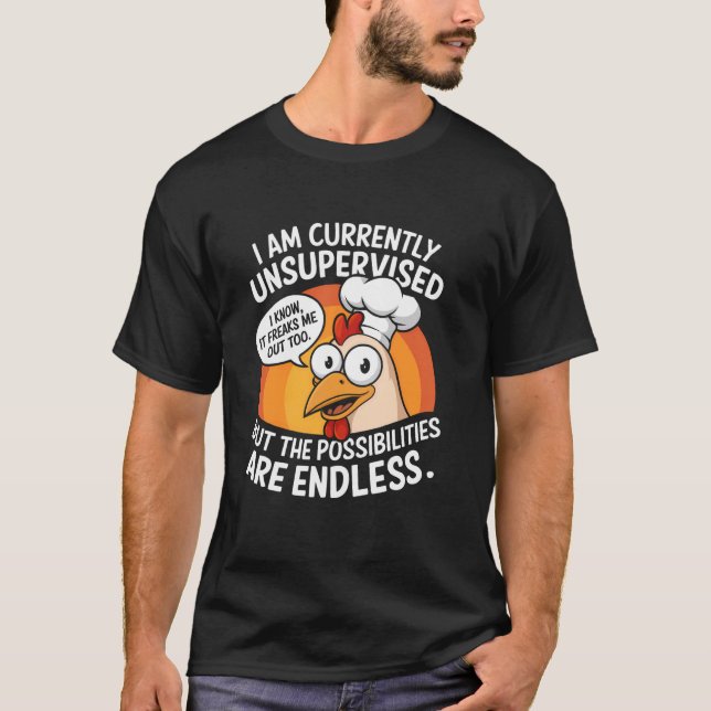 Rolig Obevakad Kyckling Meme T Shirt (Framsida)