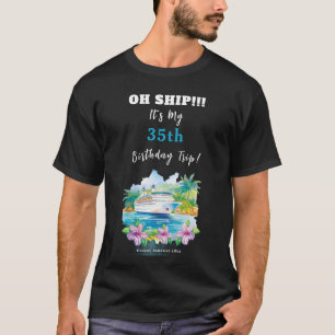 Rolig öborns strand födelsedags kryssning skepp t shirt